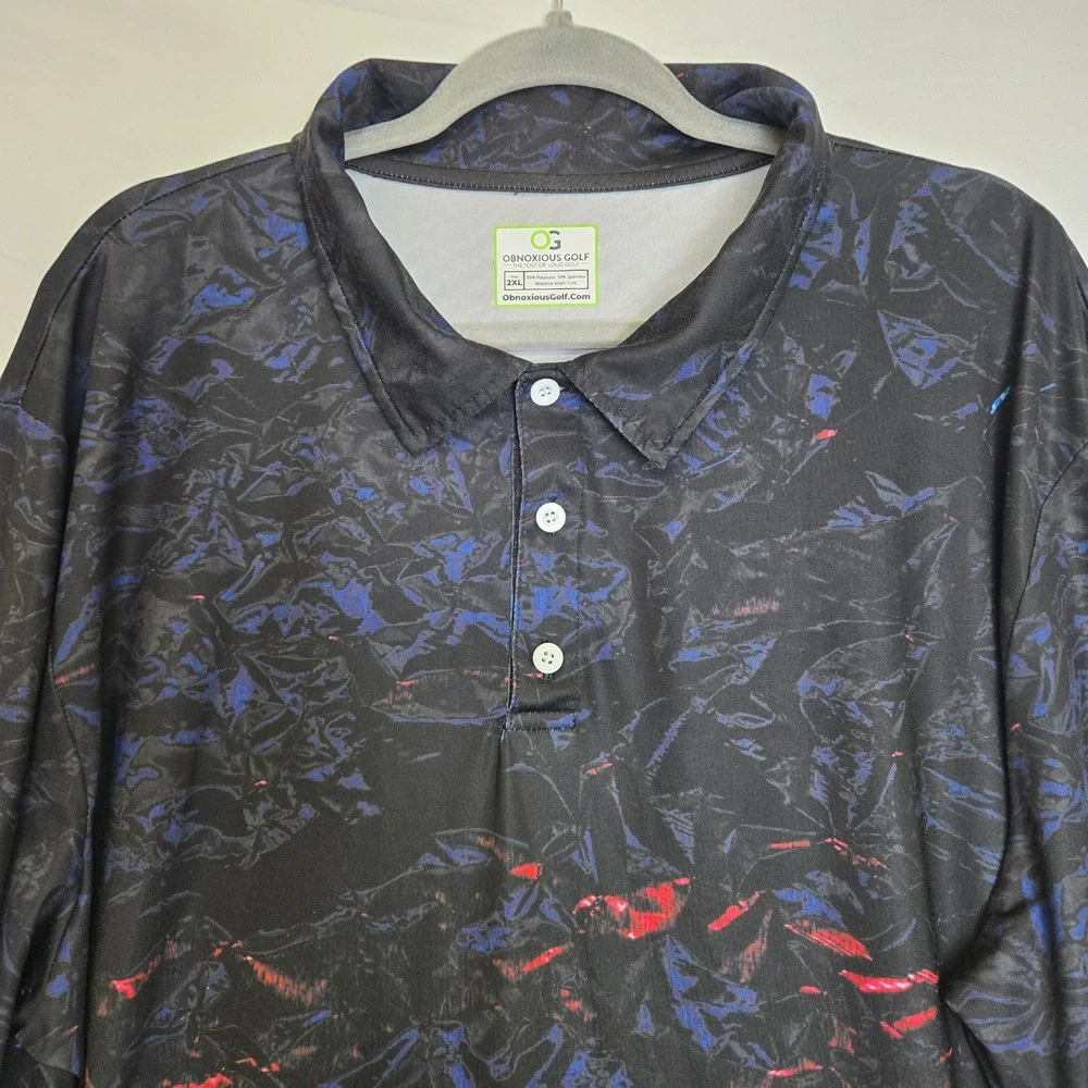 Obnoxious Golf‎ The Lava Short Sleeve Performance Golf Polo Athletic Fit AOP 2XL